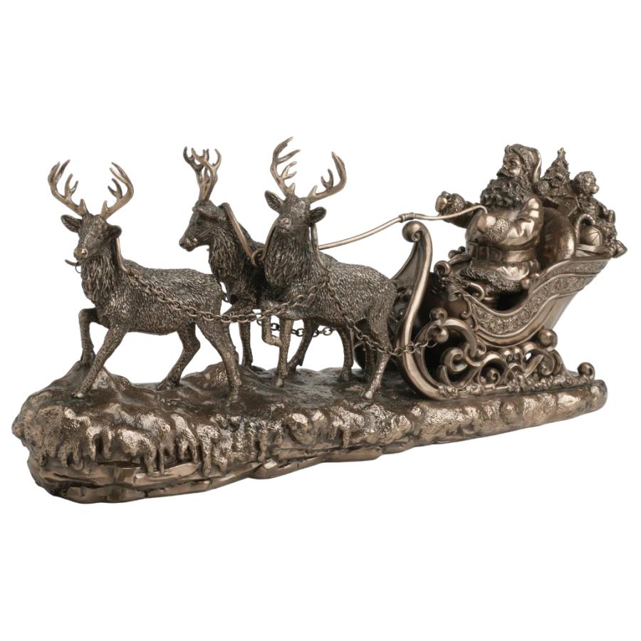 Small Santa On Sleigh Sculpture